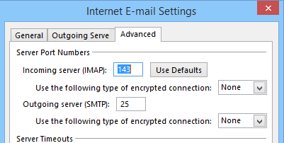 outlook imap settings