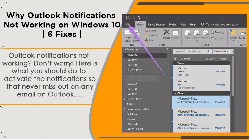 Outlook Notifications Not Working