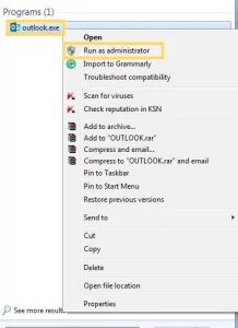 Run Outlook as an Administrator