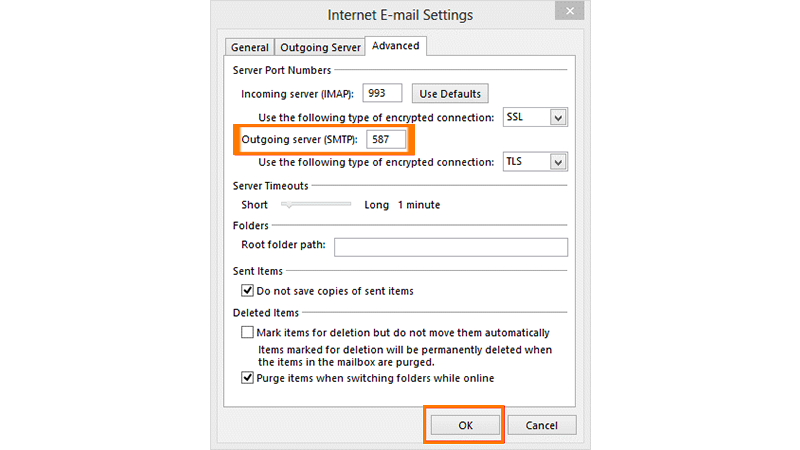 Change the Outgoing SMTP Port 3