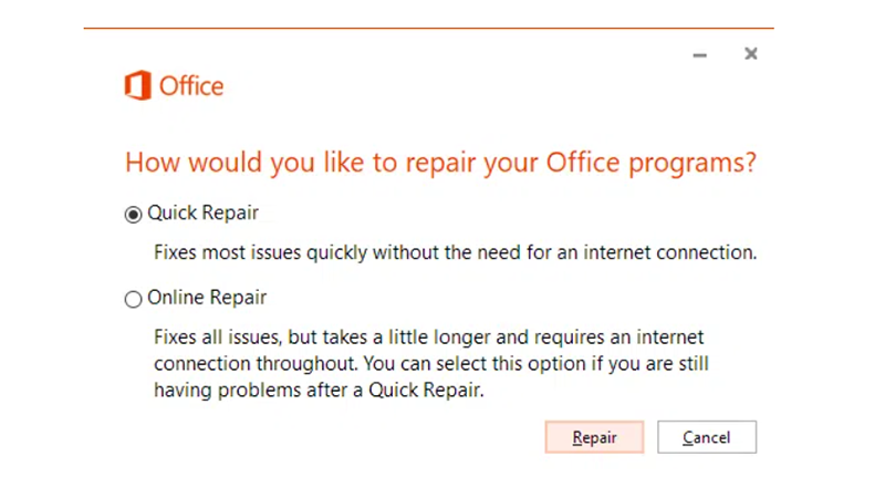Repair MS Office 2