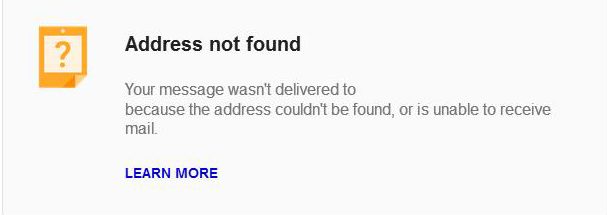 Gmail address not found 2
